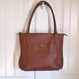 Lodis Siera Brown Pebbled Leather Shopper Travel Tote